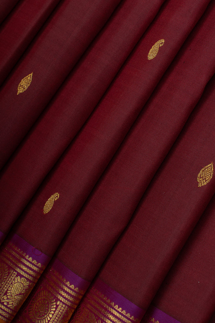 Maroon traditional pure Kanchipuram silk saree