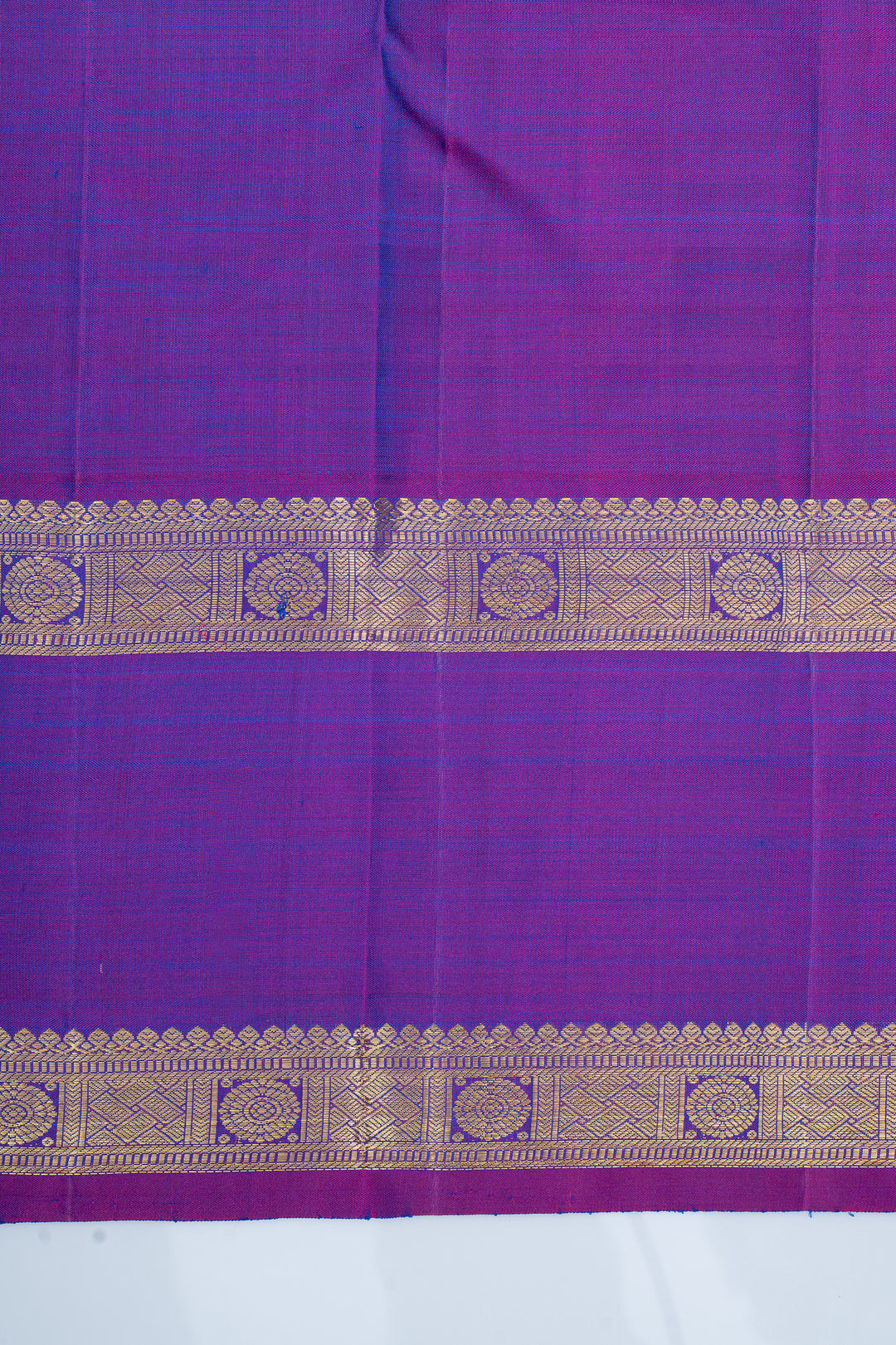 Peacock blue and purple pure kanchipuram silk saree