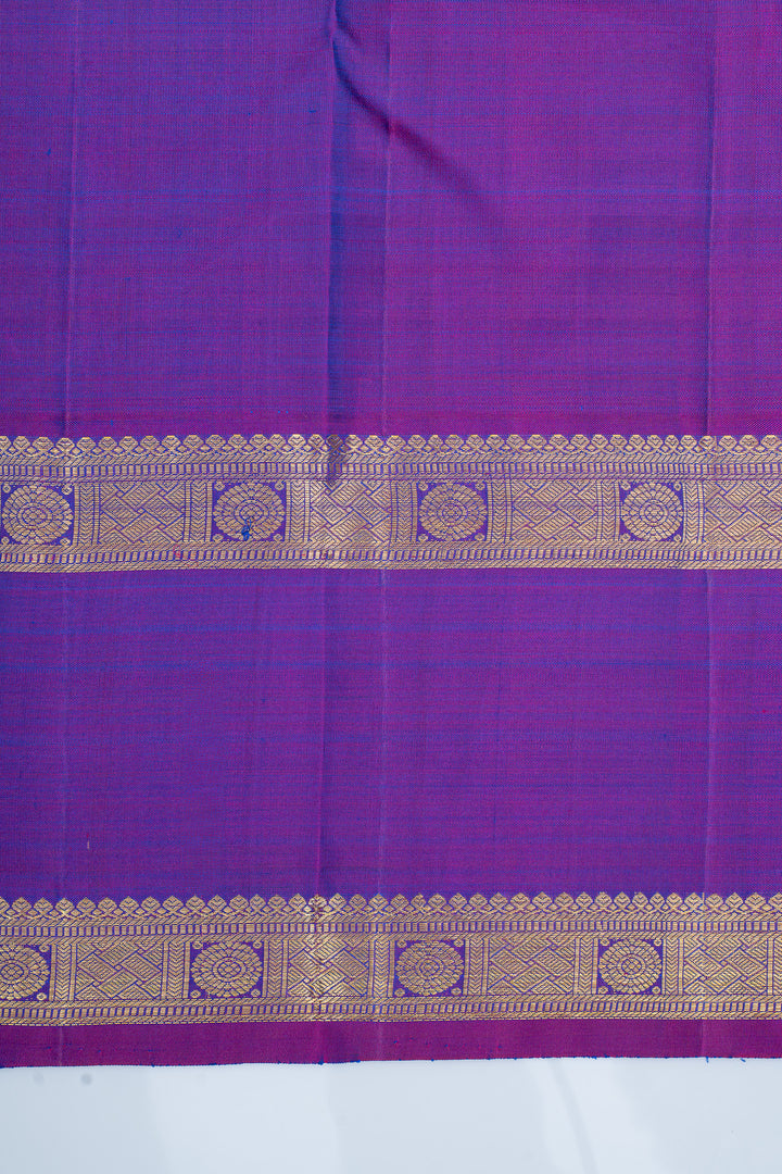 Peacock blue and purple pure kanchipuram silk saree