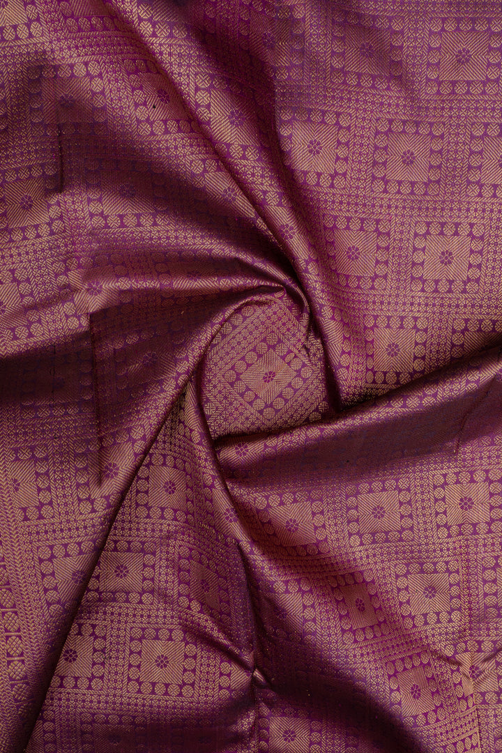 Mulberry purple temple border Kanchipuram silk saree