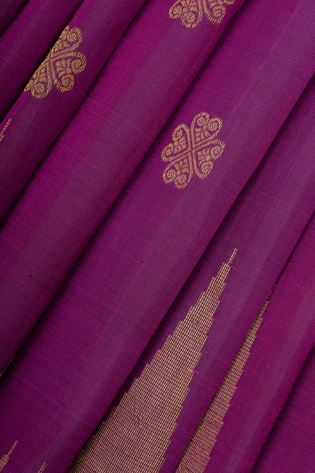 Mulberry purple temple border Kanchipuram silk saree