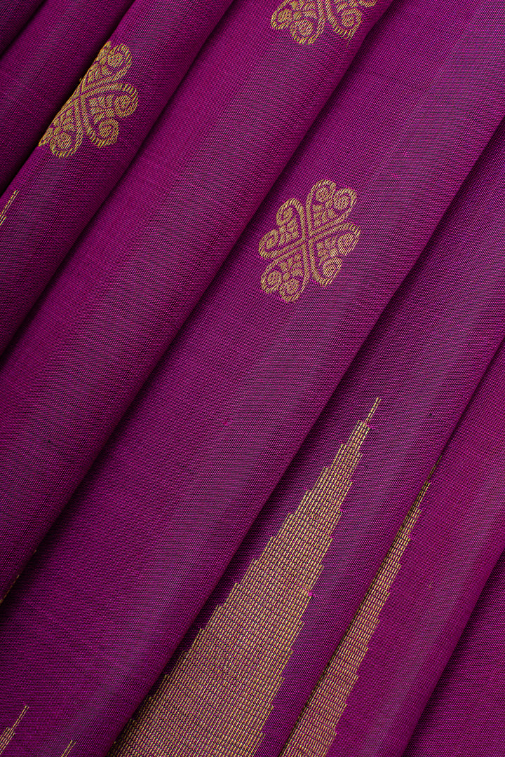Mulberry purple temple border Kanchipuram silk saree