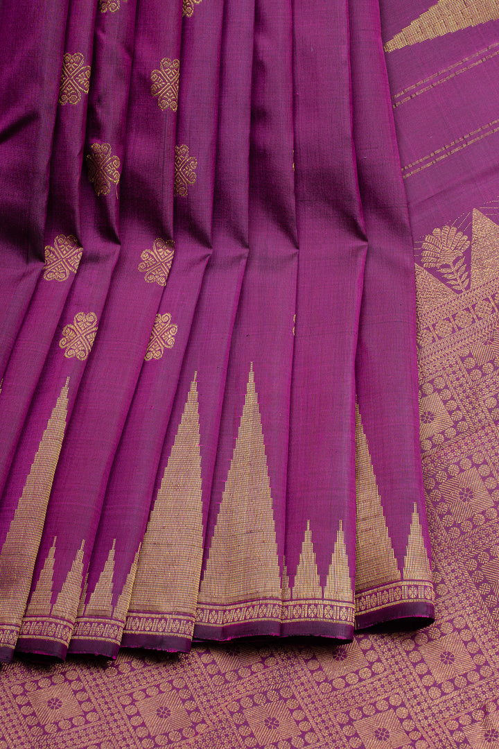 Mulberry purple temple border Kanchipuram silk saree