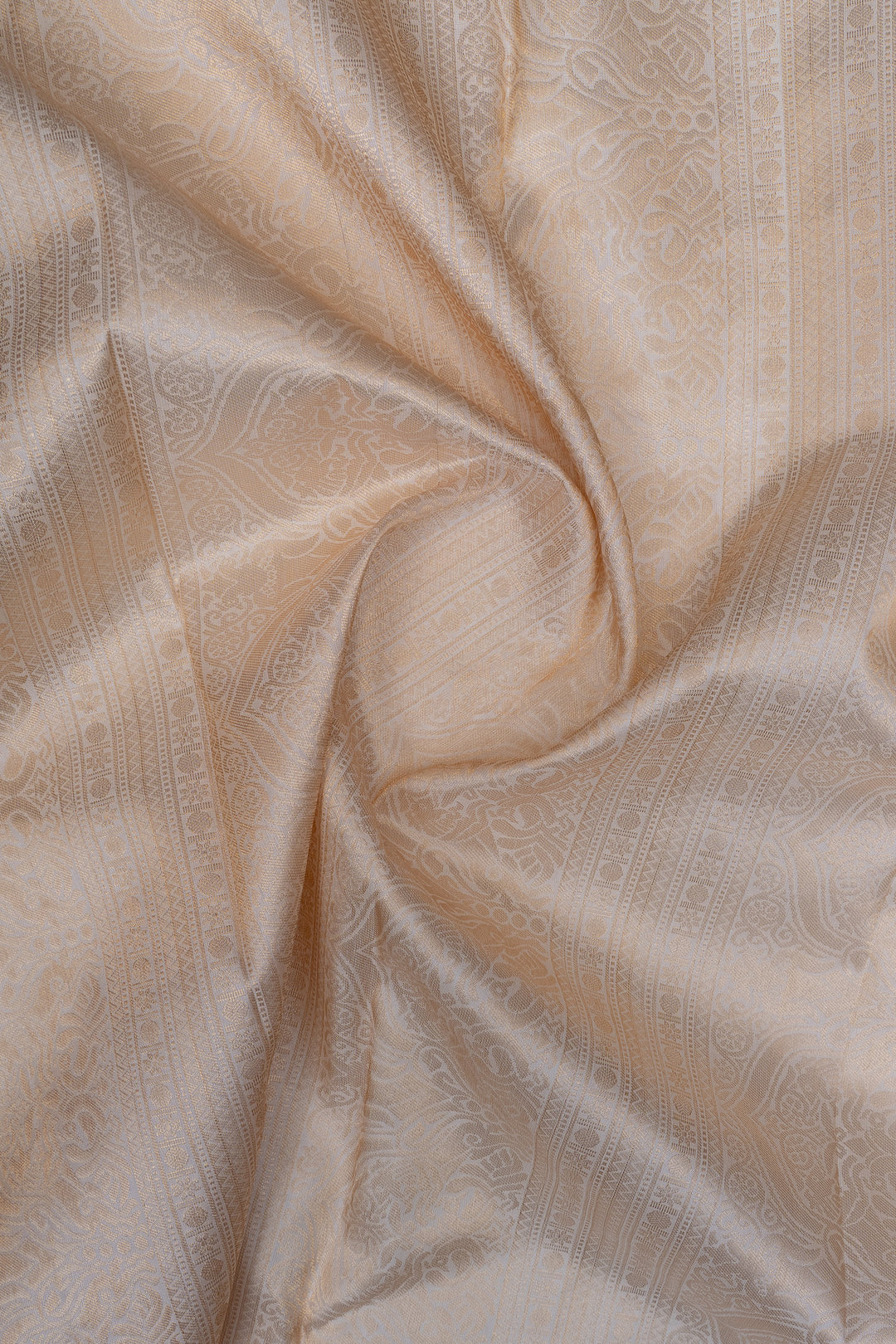 Ivory and gold floral brocade pure kanchipuram silk saree