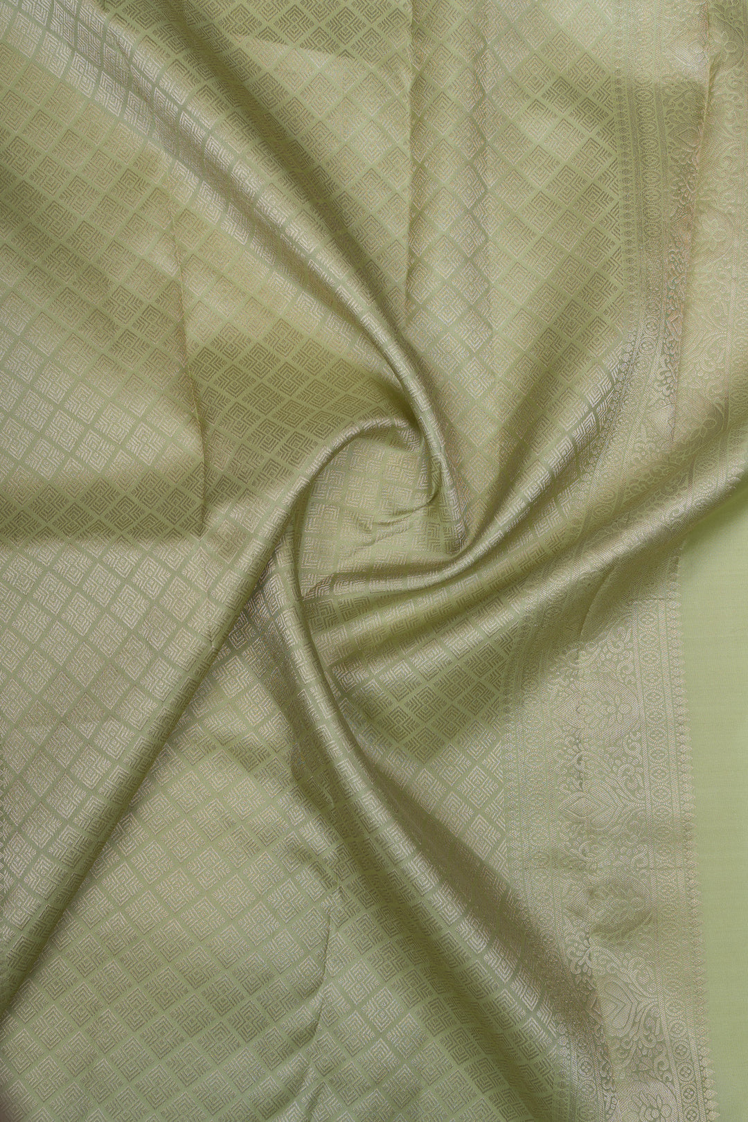 Mint green floral brocade pure Kanchipuram silk saree