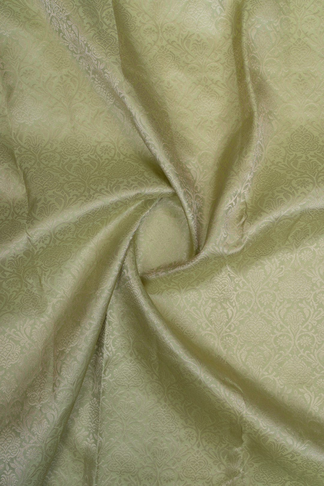 Mint green floral brocade pure Kanchipuram silk saree