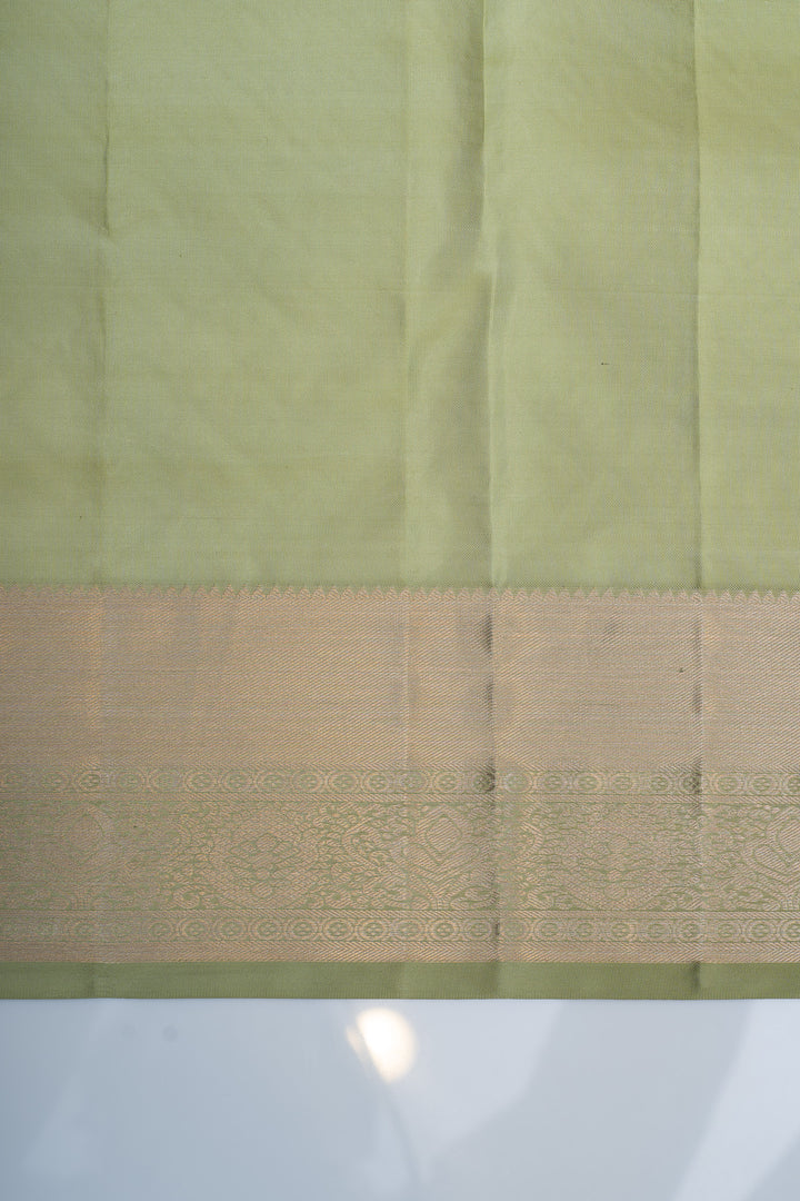 Mint green floral brocade pure Kanchipuram silk saree