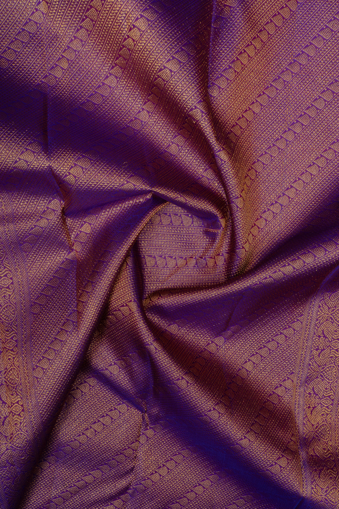 Rust orange and purple pure Kanchipuram silk saree