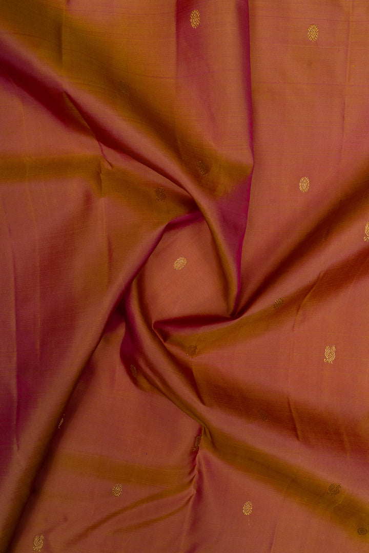 Rust orange and purple pure Kanchipuram silk saree