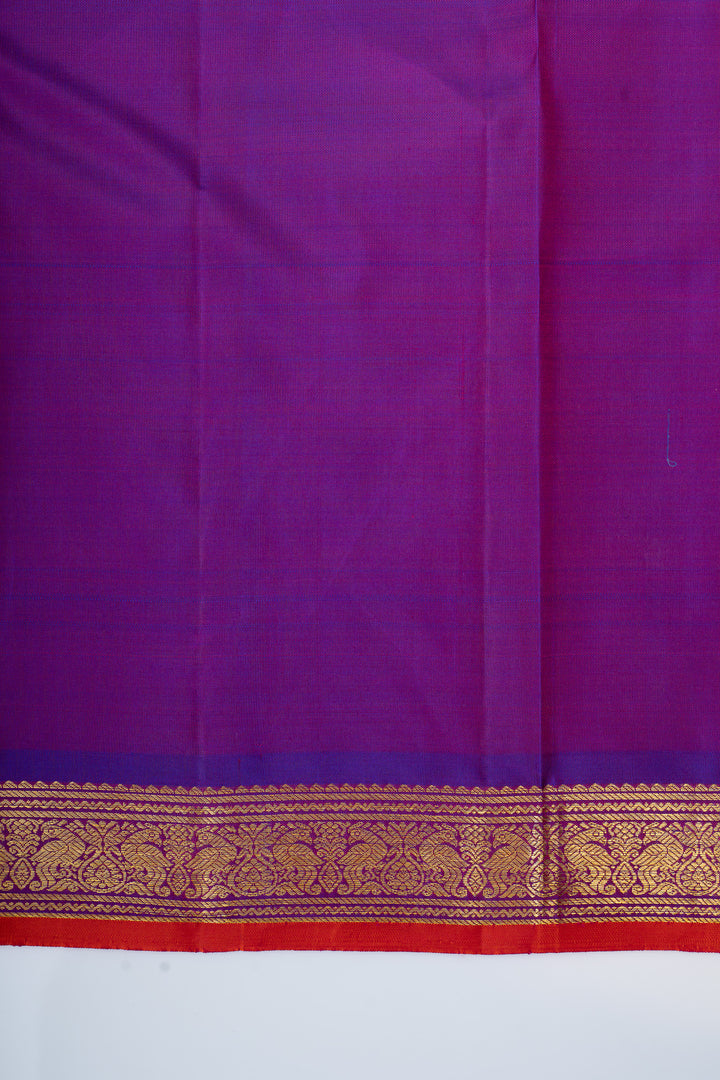 Rust orange and purple pure Kanchipuram silk saree