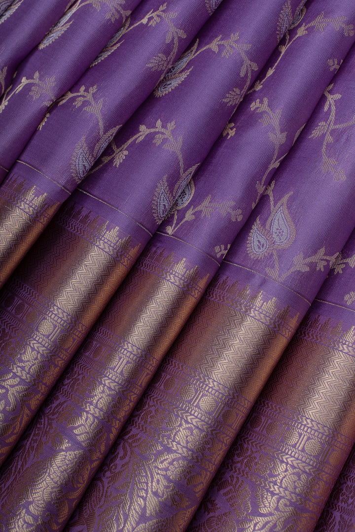 Lilac brocade pure kanchipuram silk saree