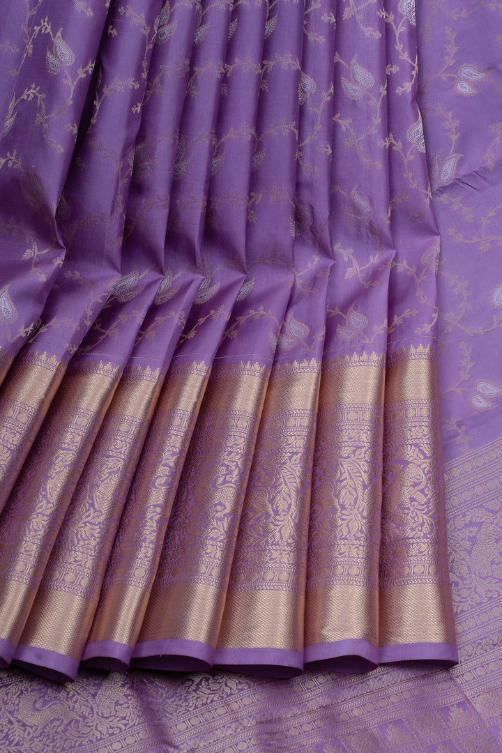 Lilac brocade pure kanchipuram silk saree