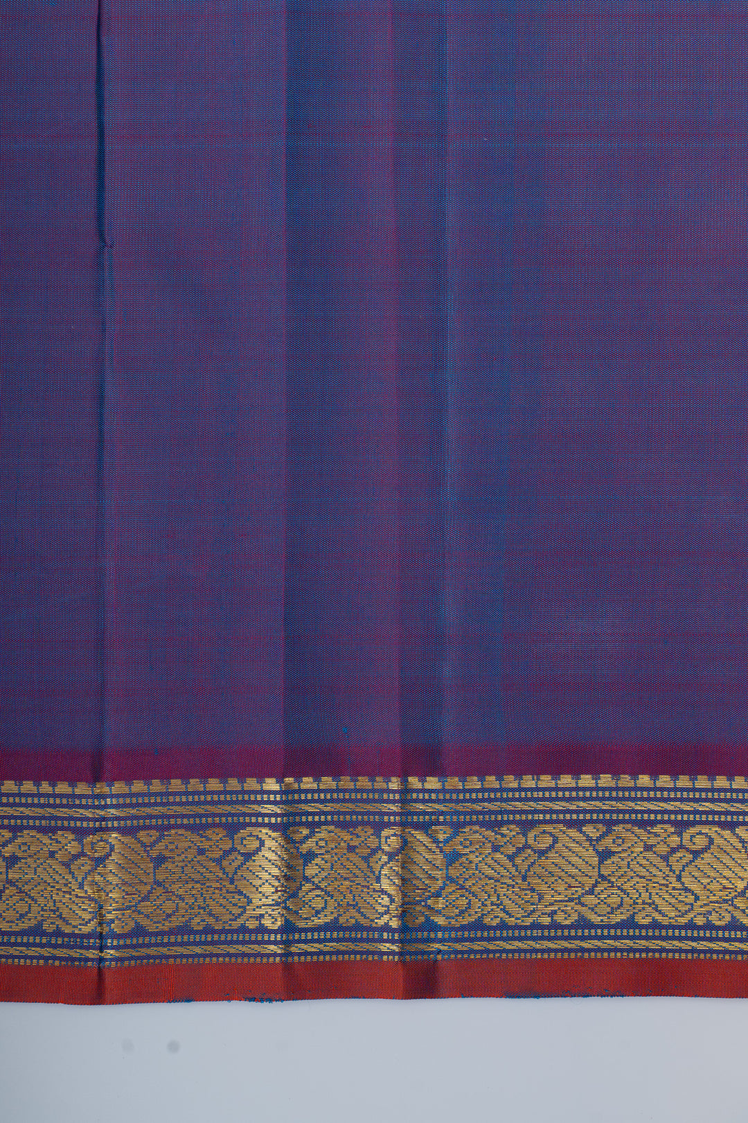 Peacock blue small border pure kanchipuram silk saree
