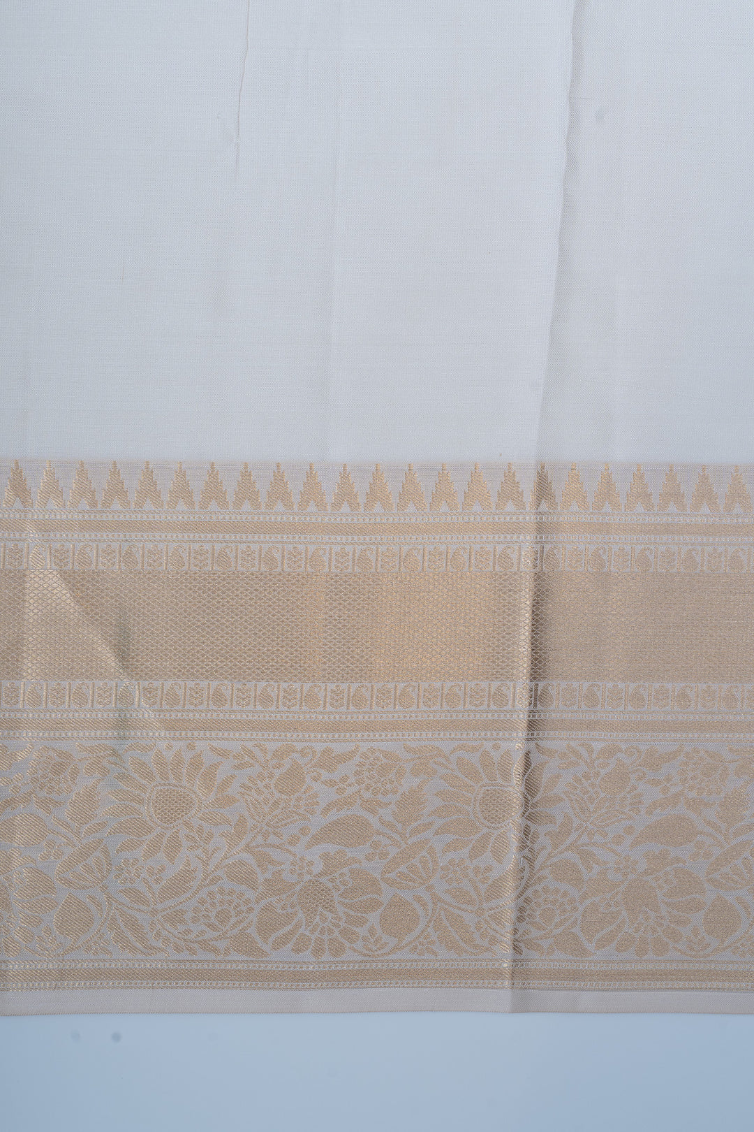 Ivory floral brocade pure kanchipuram silk saree