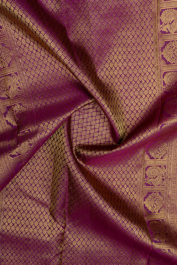 Bottle green rettai pettu pure kanchipuram silk saree