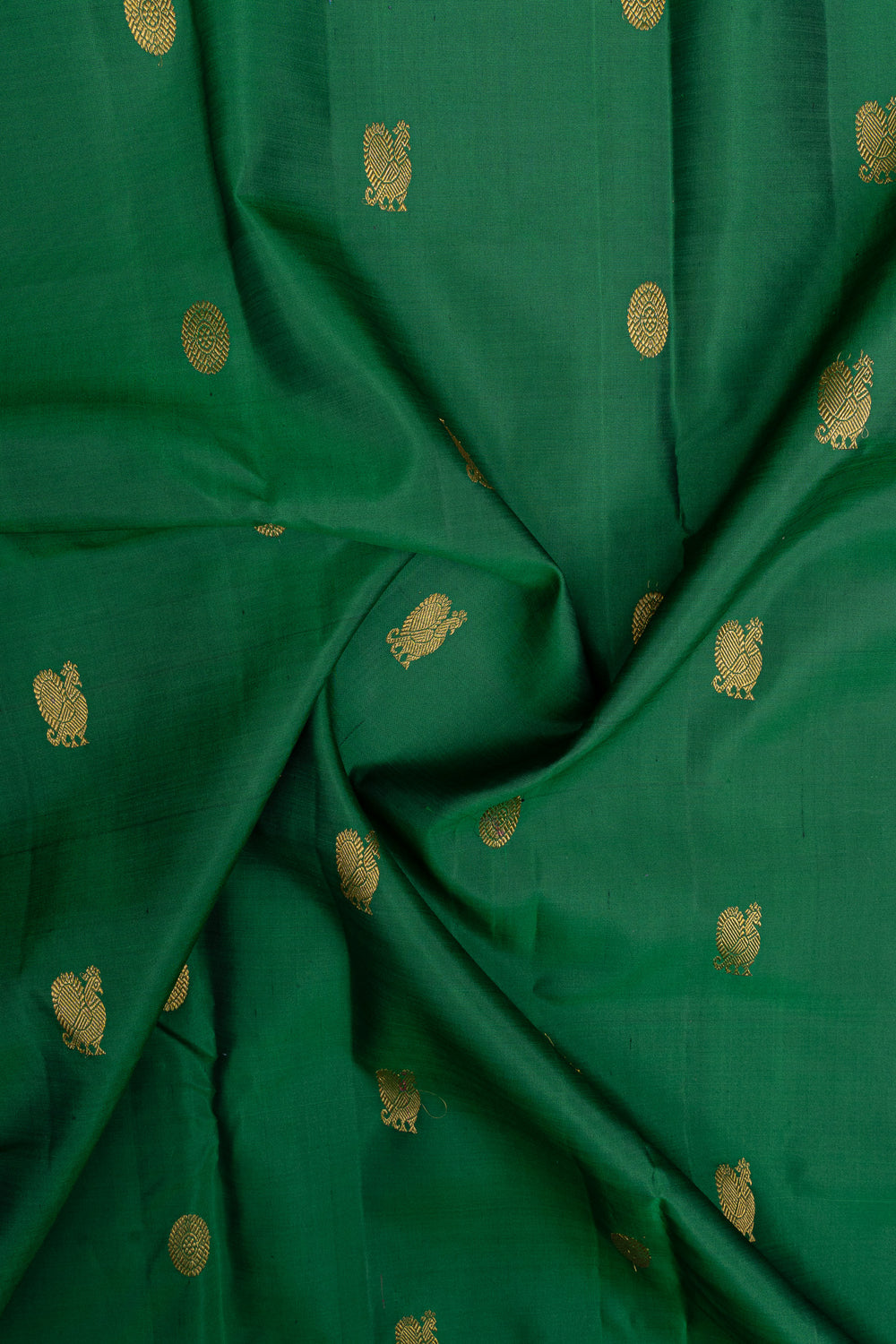 Bottle green rettai pettu pure kanchipuram silk saree