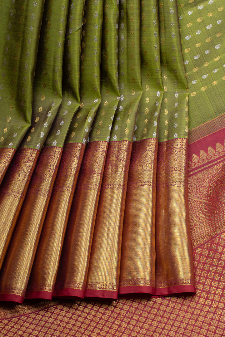 Mehandi green traditional pure kanchipuram silk saree