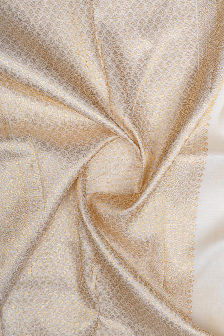 Black and ivory traditional pure kanchipuram silk saree