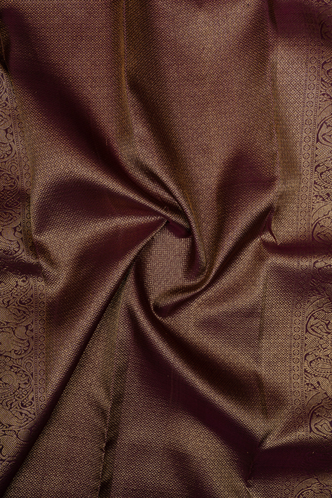 Bluish grey and maroon pure Kanchipuram silk saree