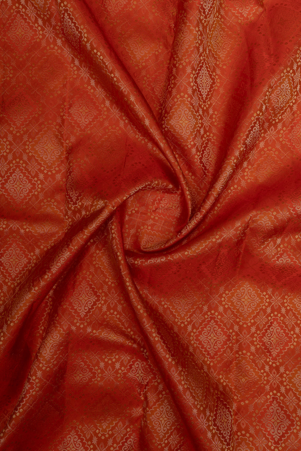 Reddish orange brocade pure Kanchipuram silk saree