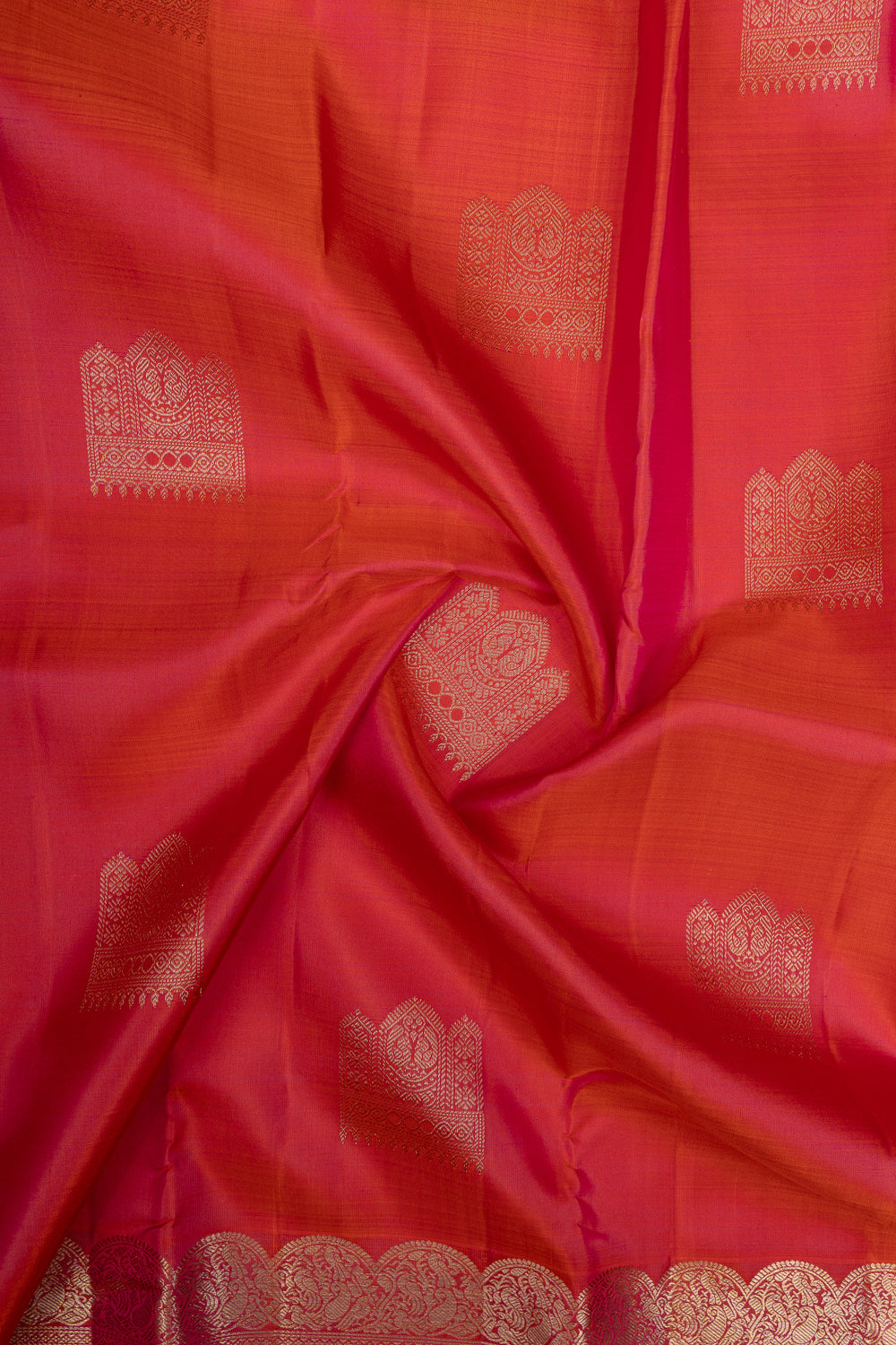 Peach pink traditional pure Kanchipuram silk saree