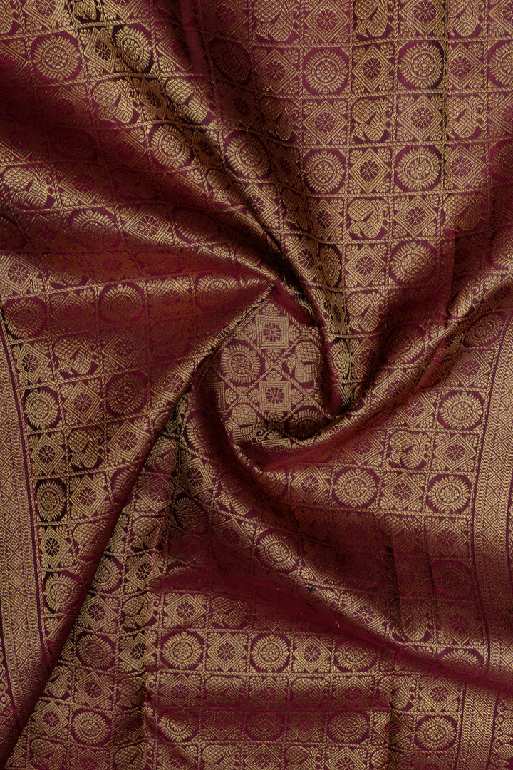 Ms blue and maroon  traditional pure kanchipuram silk saree