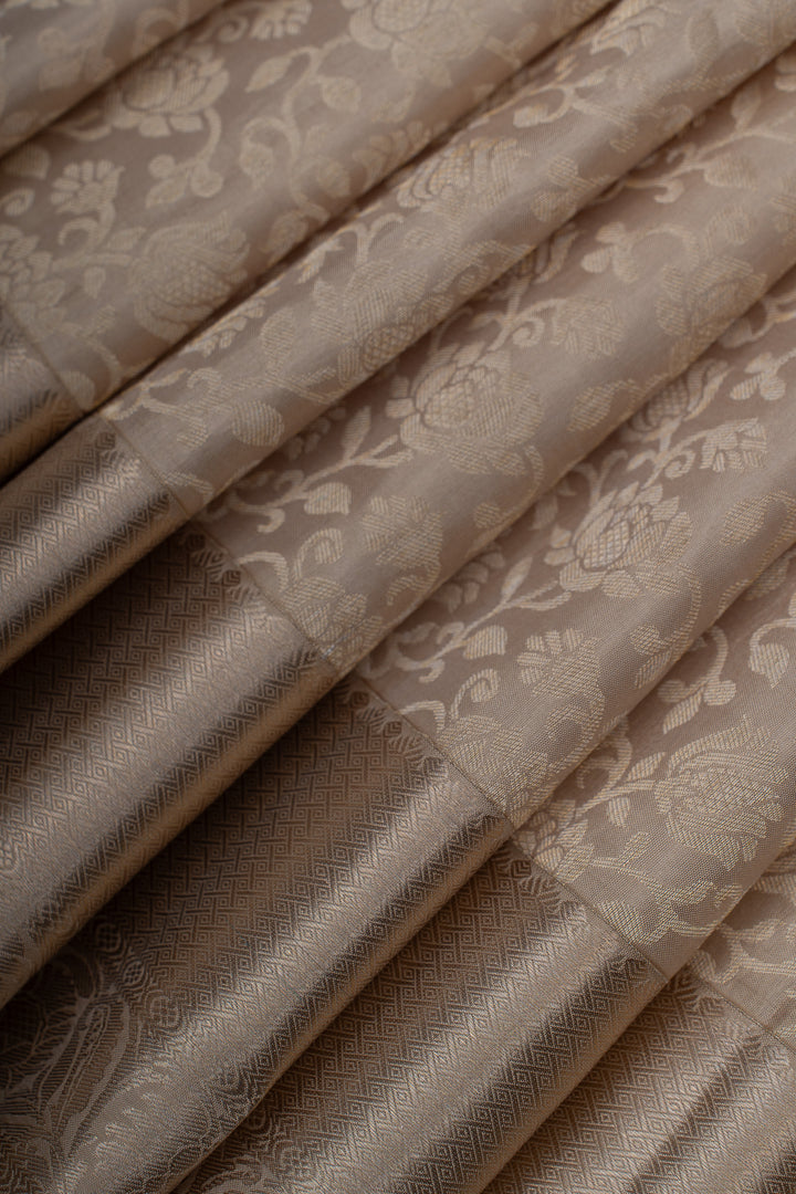 Champagne silver brocade  pure Kanchipuram silk saree
