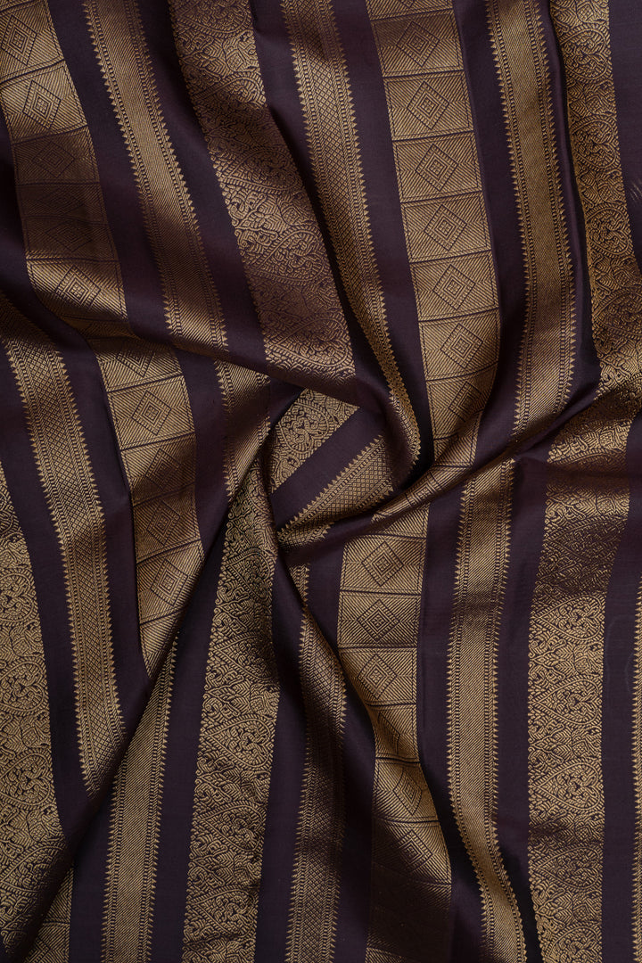 Brown lakshadeepam pure Kanchipuram silk saree