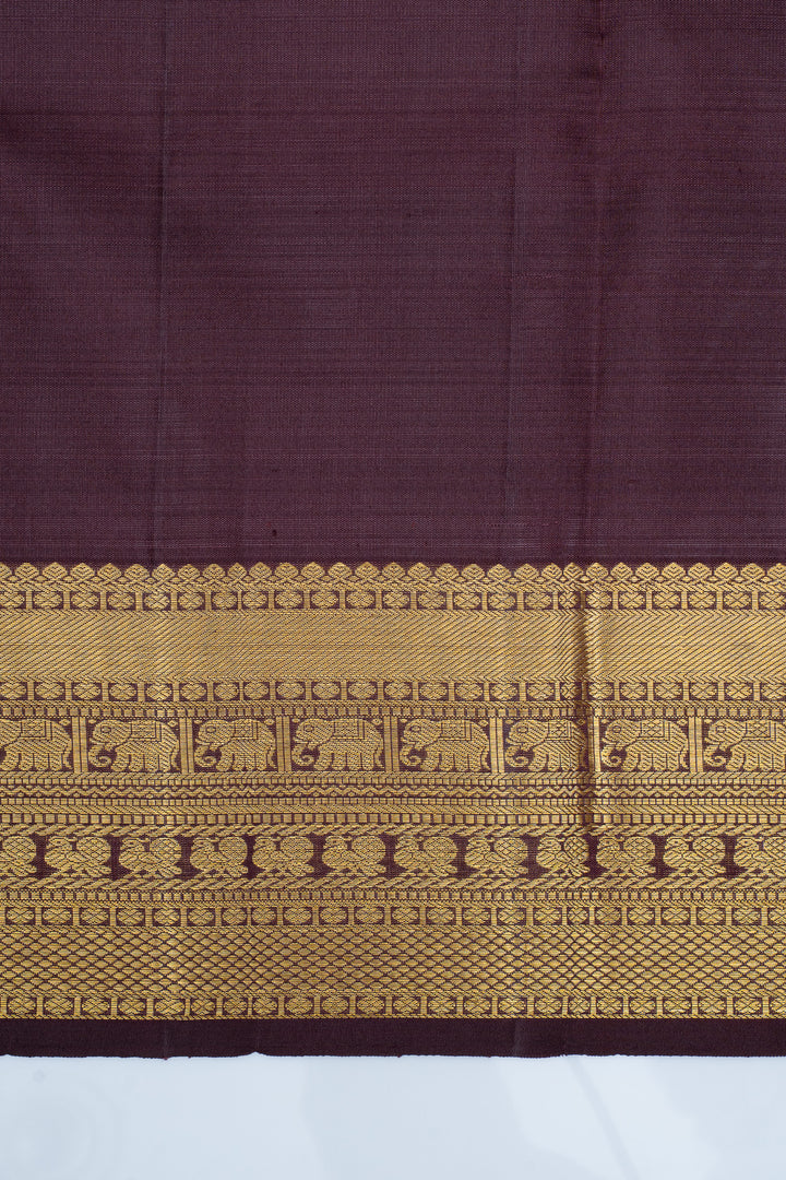 Peacock green and maroon zari checks pure kanchipuram silk saree