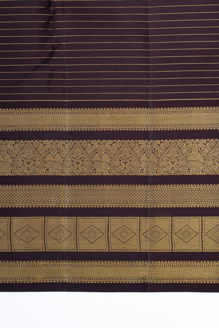 Brown lakshadeepam pure Kanchipuram silk saree