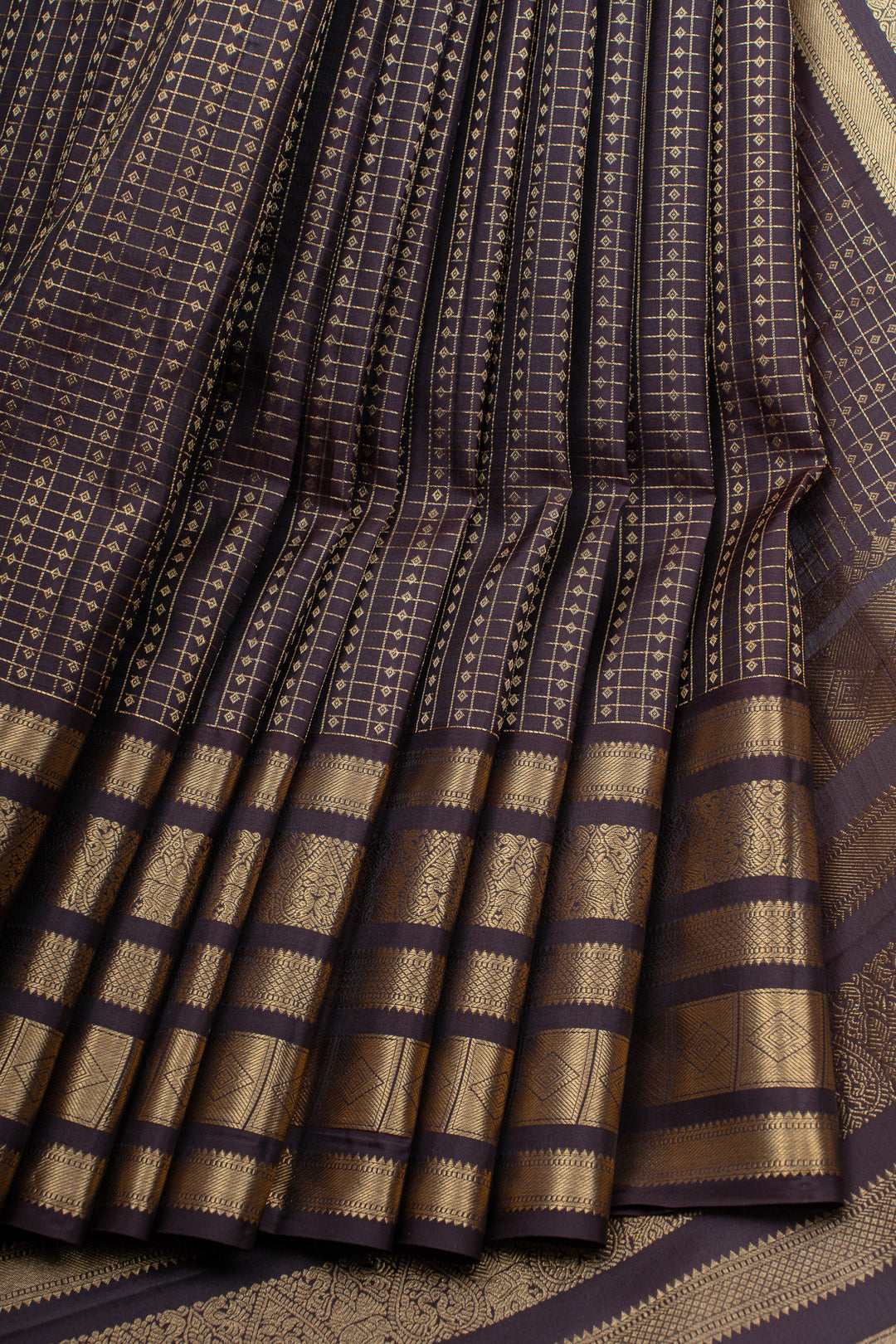 Brown lakshadeepam pure Kanchipuram silk saree