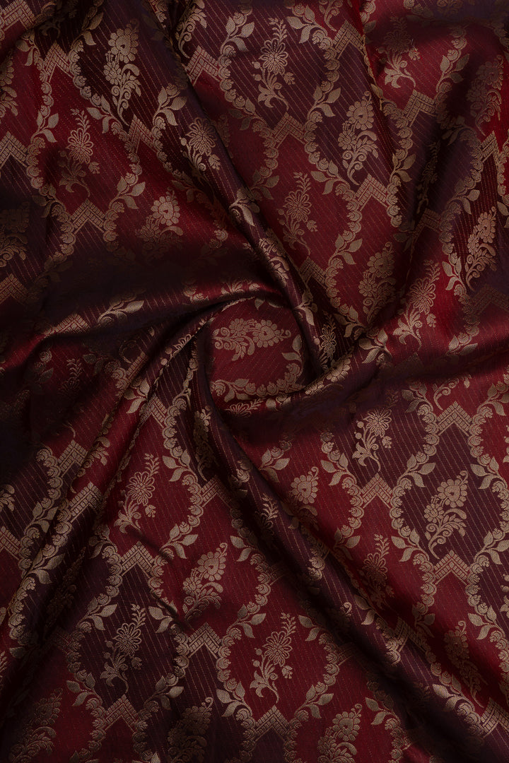 Maroon rangkat brocade pure Kanchipuram silk saree
