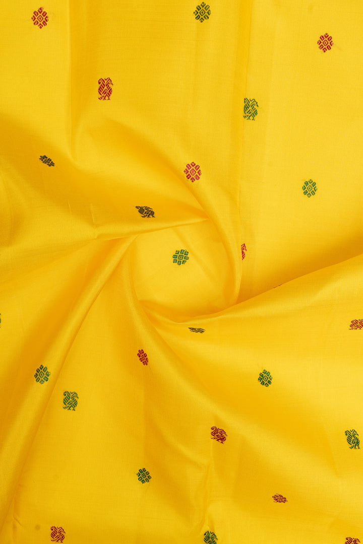 Yellow and jamun traditional pure kanchipuram silk saree