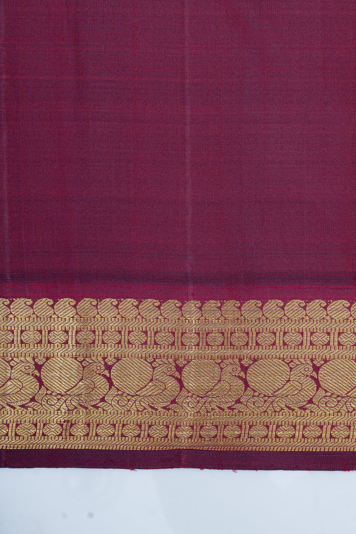 Yellow and jamun traditional pure kanchipuram silk saree