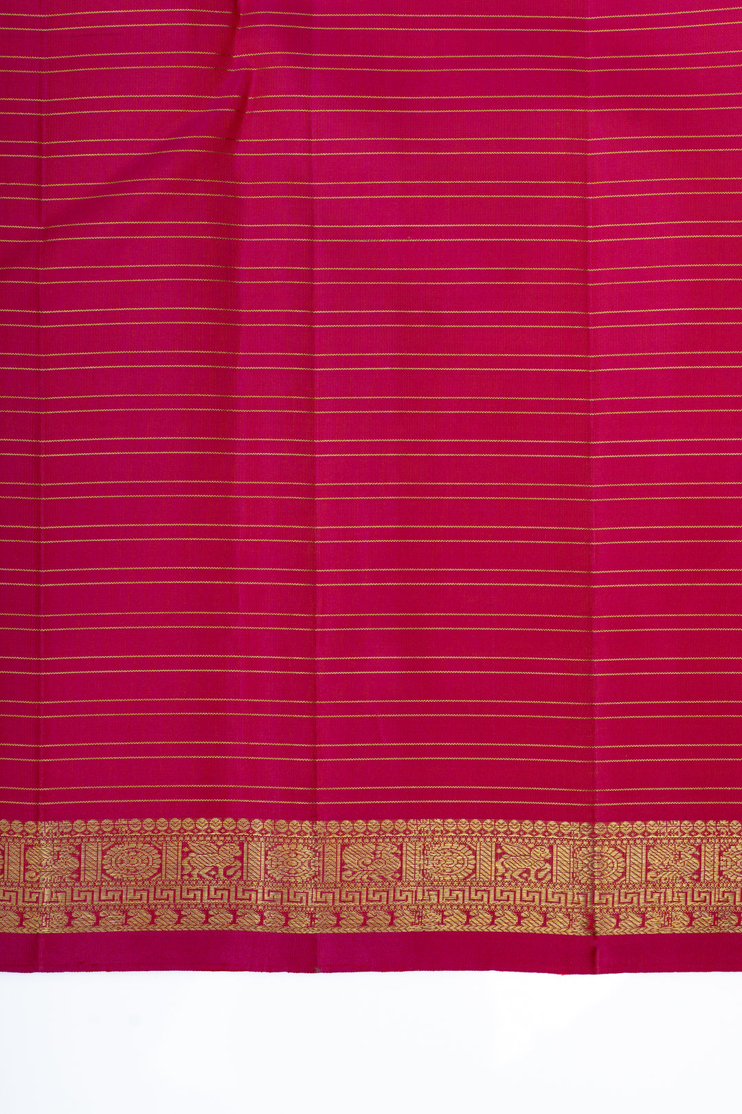 Magenta pink muthuzari checks pure Kanchipuram silk saree