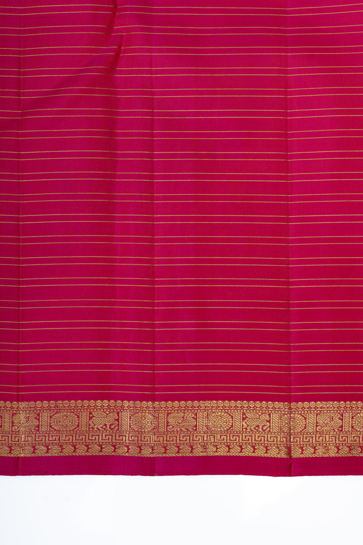 Magenta pink muthuzari checks pure Kanchipuram silk saree