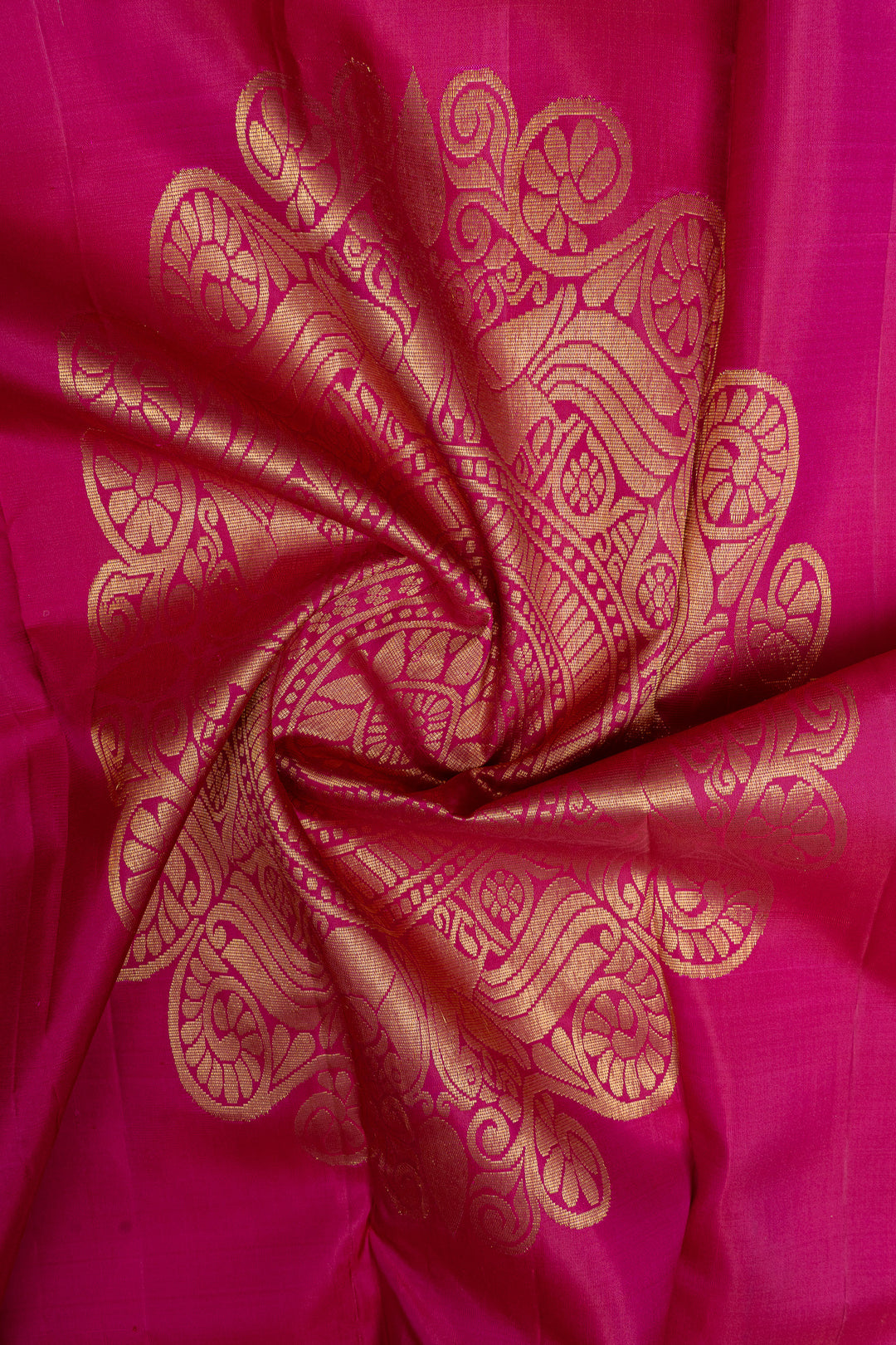 Peach and magenta traditional pure kanchipuram silk saree