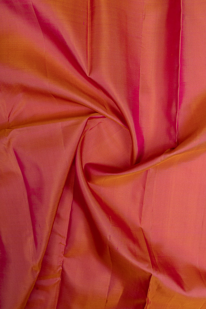 Peach and magenta traditional pure kanchipuram silk saree