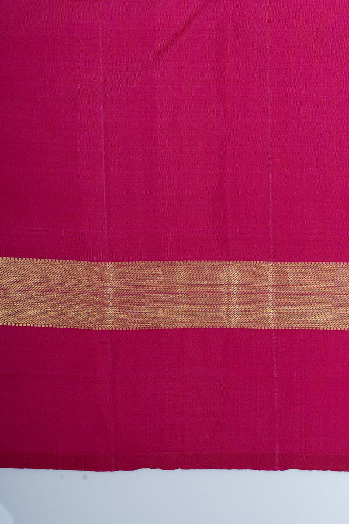 Peach and magenta traditional pure kanchipuram silk saree