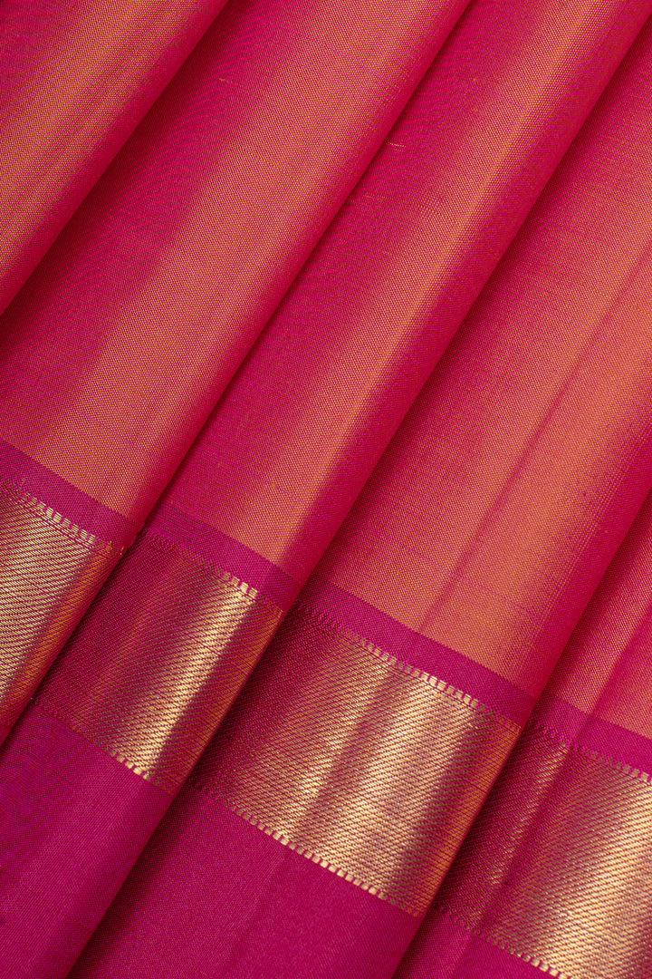 Peach and magenta traditional pure kanchipuram silk saree