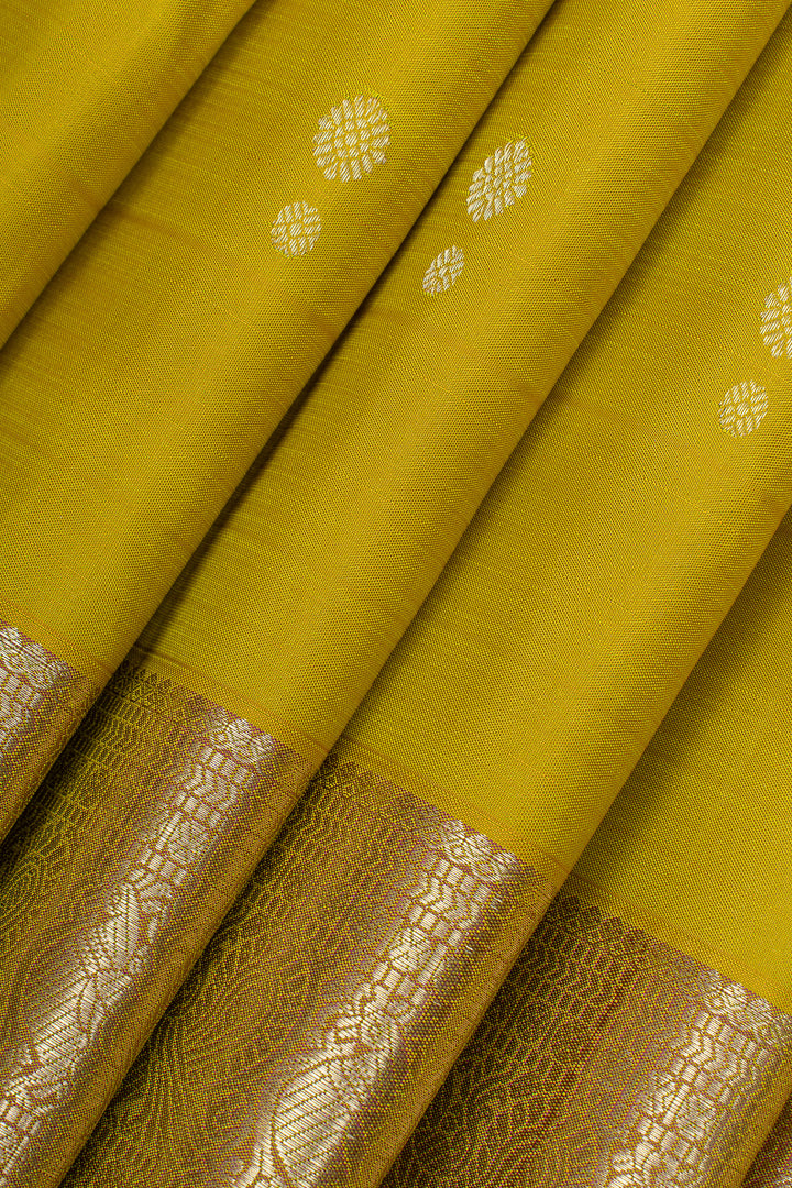 Lime yellow  traditional pure kanchipuram silk saree