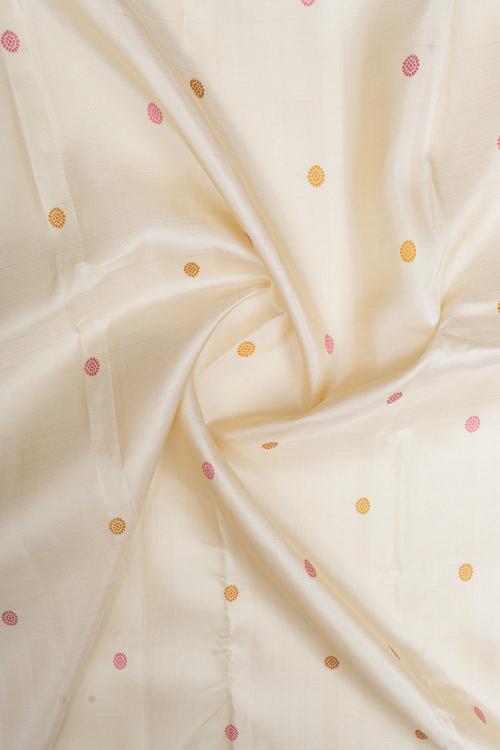 Ivory and mustard Ganga Jamuna pure kanchipuram silk saree