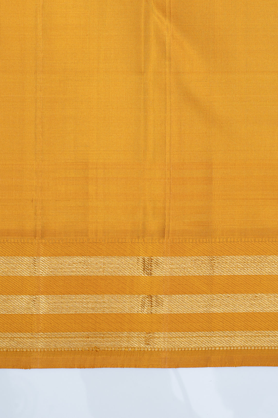 Ivory and mustard Ganga Jamuna pure kanchipuram silk saree