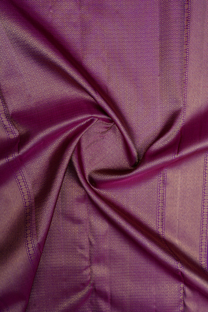 Aubergine purple annam chakram brocade pure kanchipuram silk saree