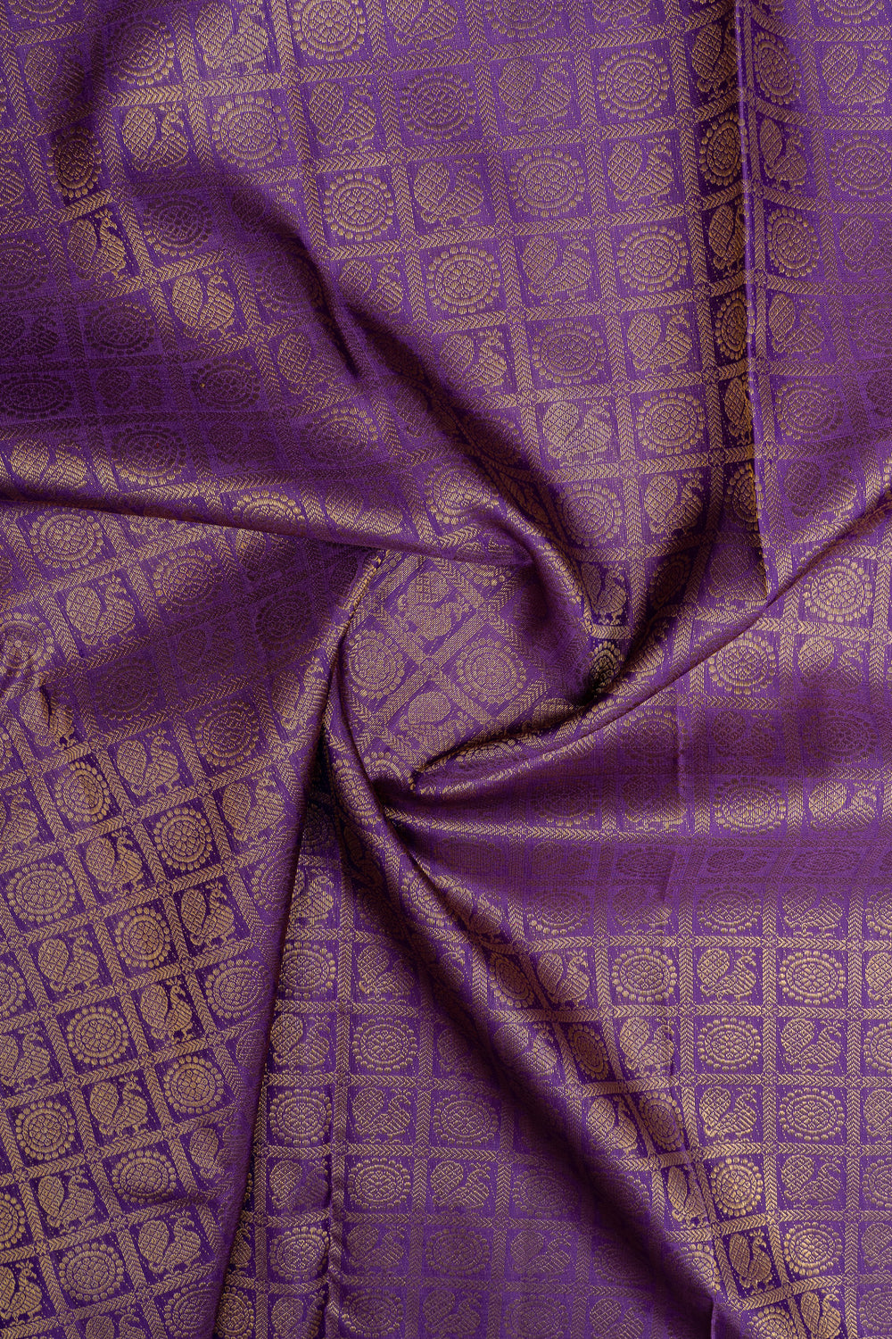 Aubergine purple annam chakram brocade pure kanchipuram silk saree
