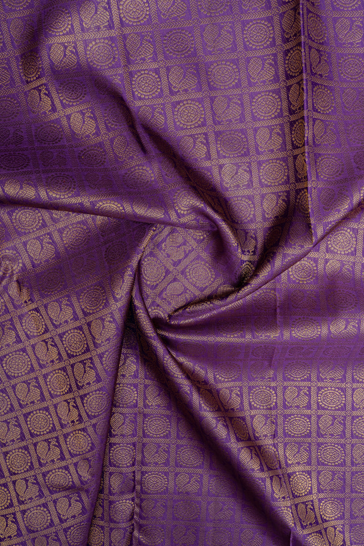 Aubergine purple annam chakram brocade pure kanchipuram silk saree