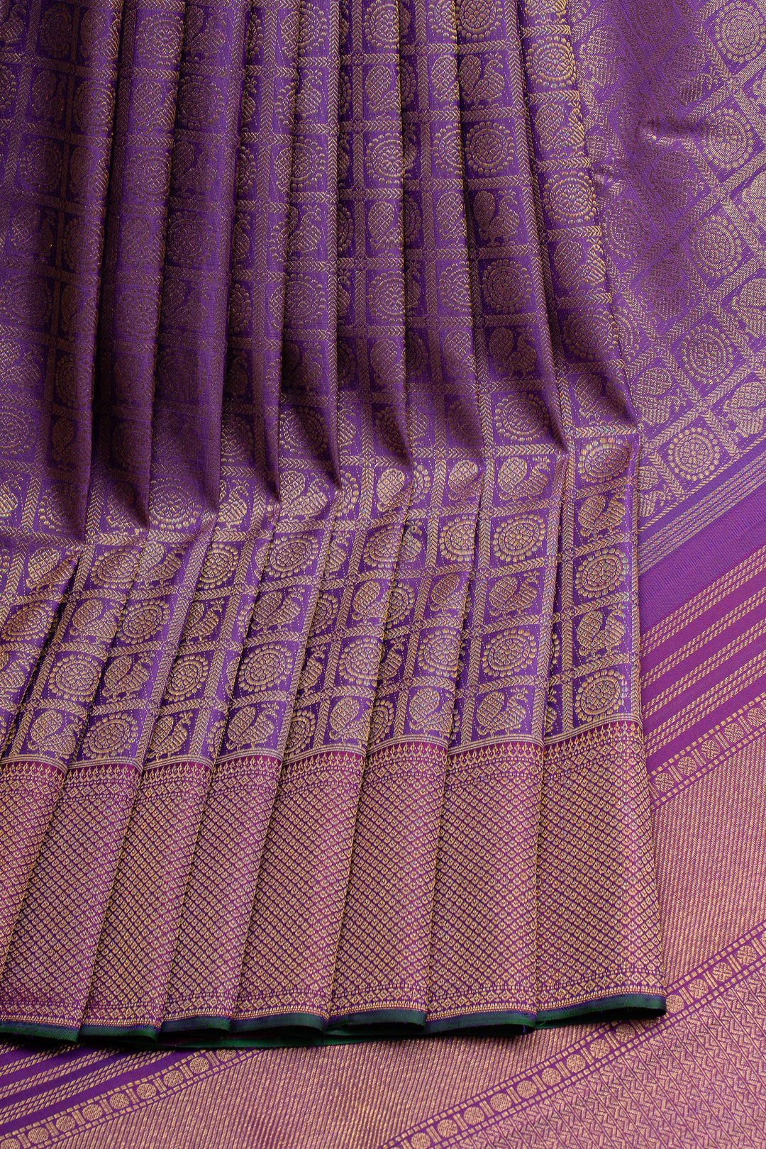 Aubergine purple annam chakram brocade pure kanchipuram silk saree
