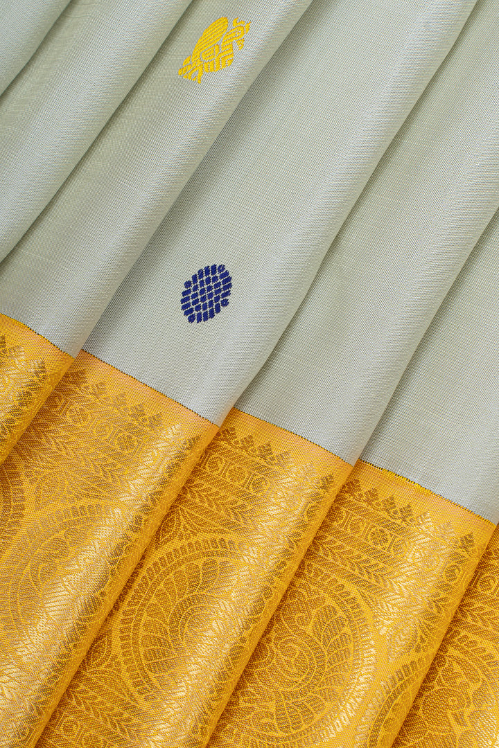 Pastel green and yellow   traditional pure kanchipuram silk saree
