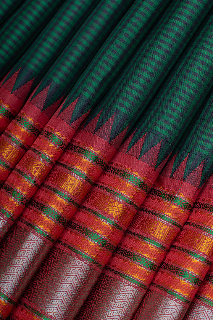 Green threadwork pure kanchipuram silk saree