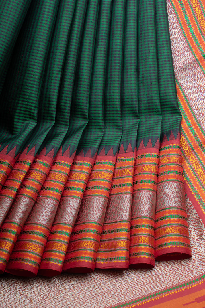 Green threadwork pure kanchipuram silk saree